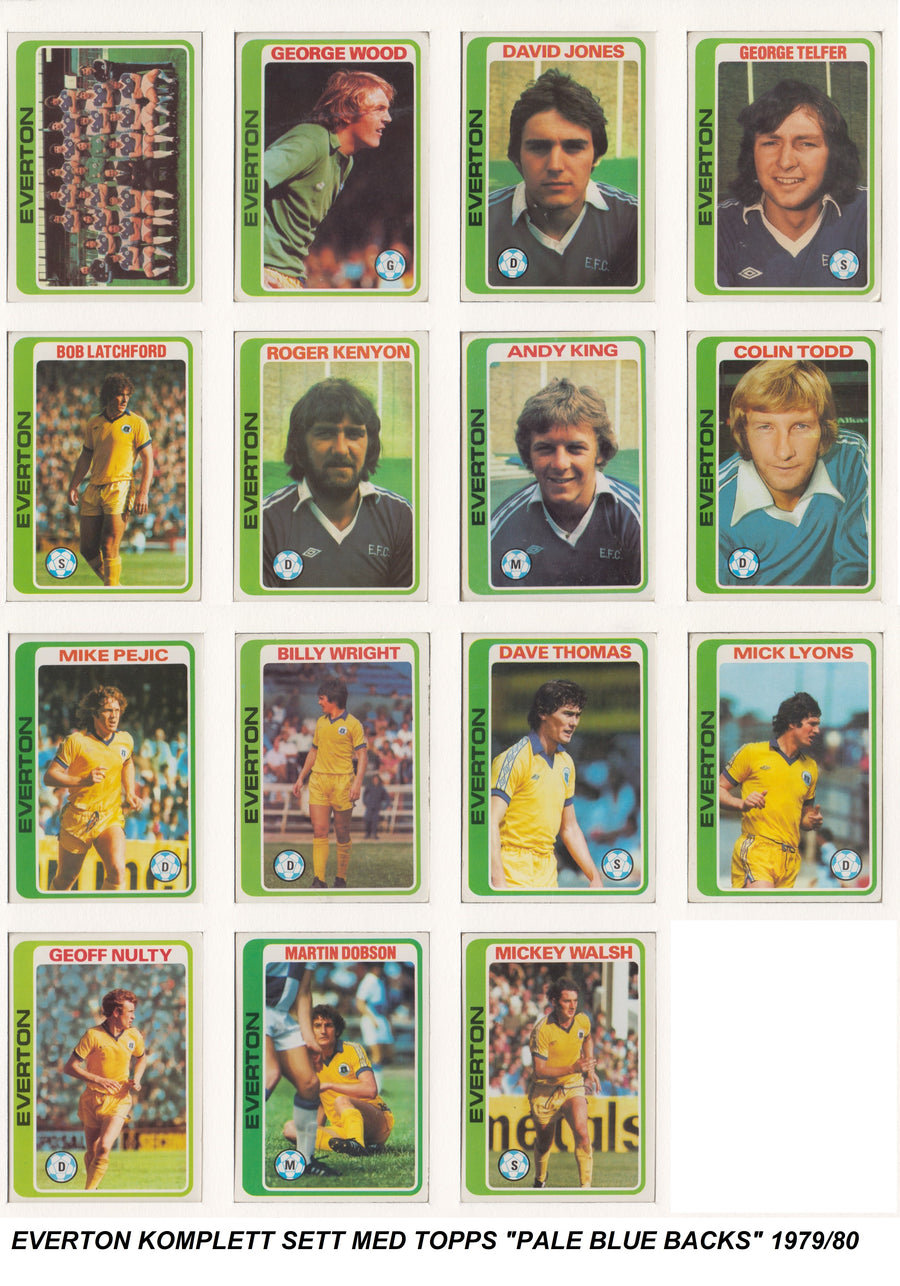 000. EVERTON - KOMPLETT SETT MED FOTBALLKORT FRA TOPPS 1979/80