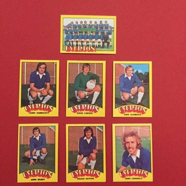 000. EVERTON - KOMPLETT SETT MED FOTBALLKORT FRA A&BC 1974/75