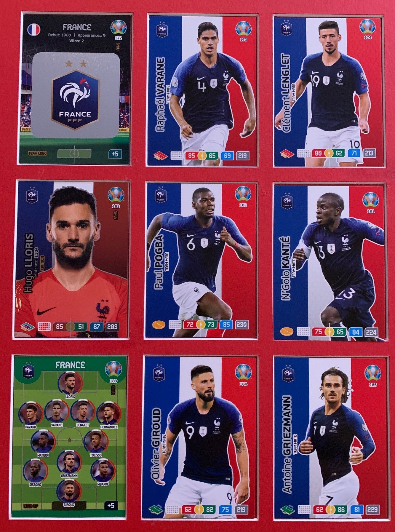 000. FRANCE - KOMPLETT SETT MED 18 KORT - PANINI EURO 2020