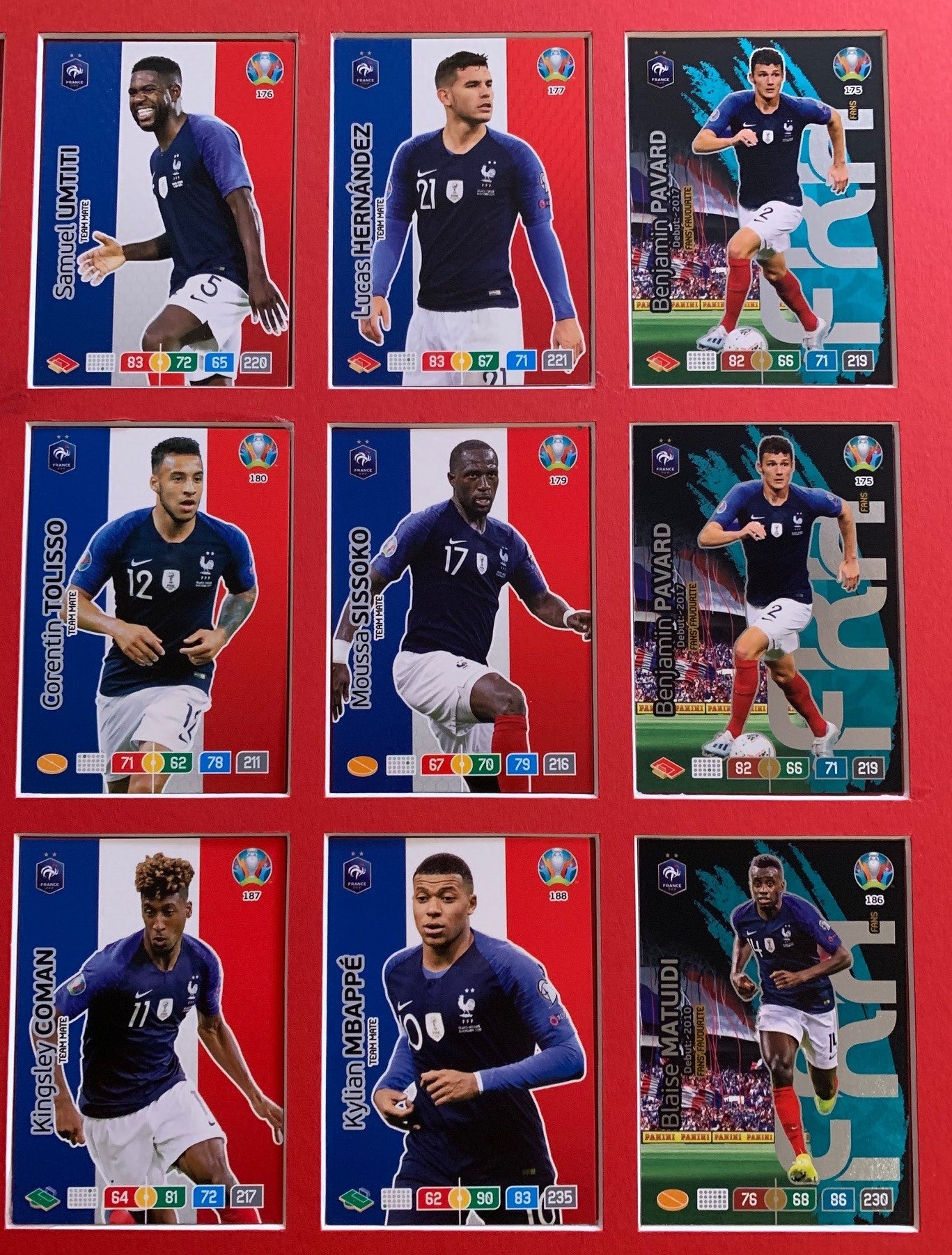 000. FRANCE - KOMPLETT SETT MED 18 KORT - PANINI EURO 2020