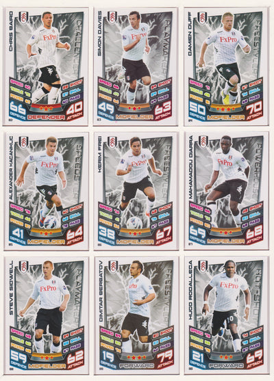 000. FULHAM - KOMPLETT SETT MED TOPPS MATCH ATTAX PREMIER LEAGUE 2012/13