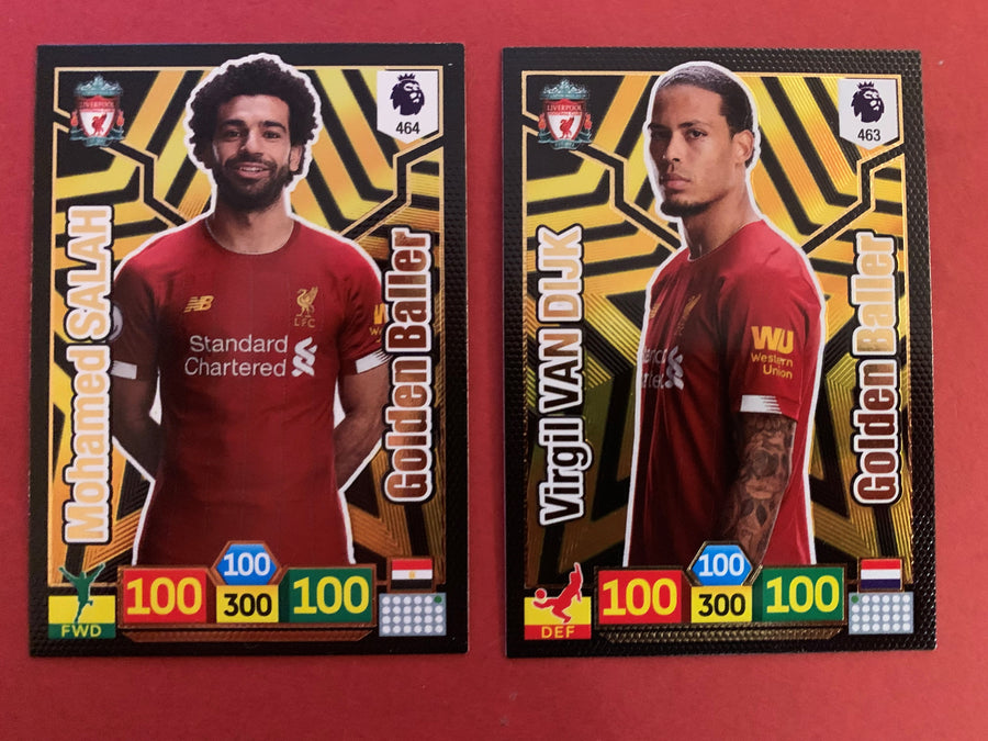 000. LIVERPOOL - VIRGIL VAN DIJK OG  MOHAMED SALAH - PANINI ADRENALYN PREMIER LEAGUE 2019/20 - GOLDEN BALLER