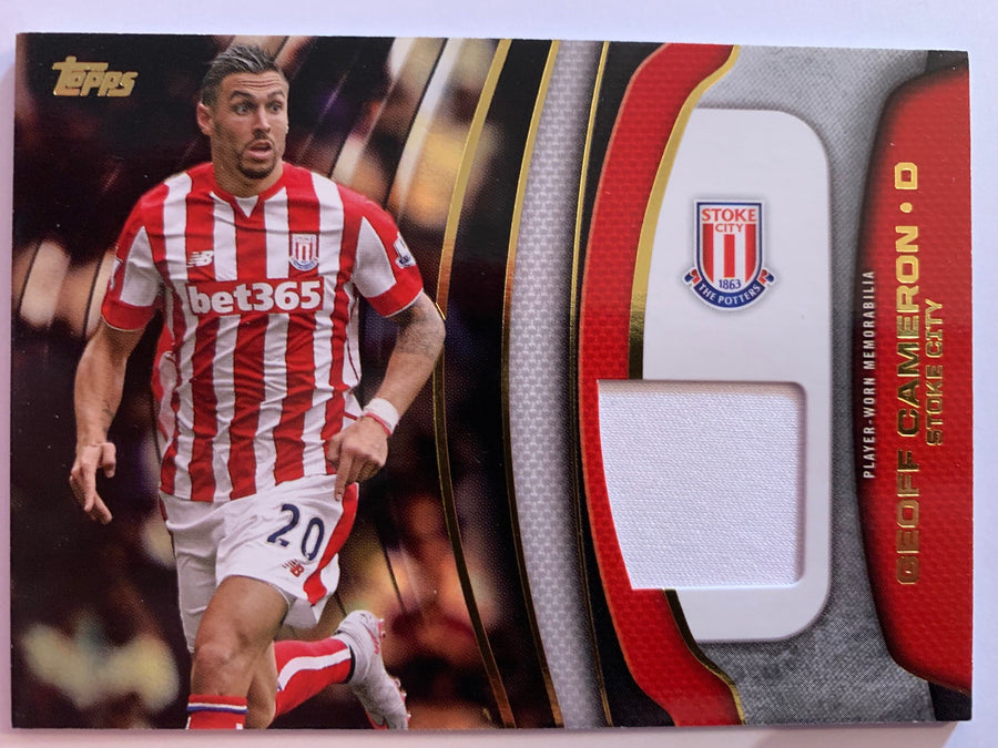 GEOFF CAMERON - STOKE CITY - TOPPS PREMIER GOLD 2015 - FOOTBALL FIBER CARD RELIC