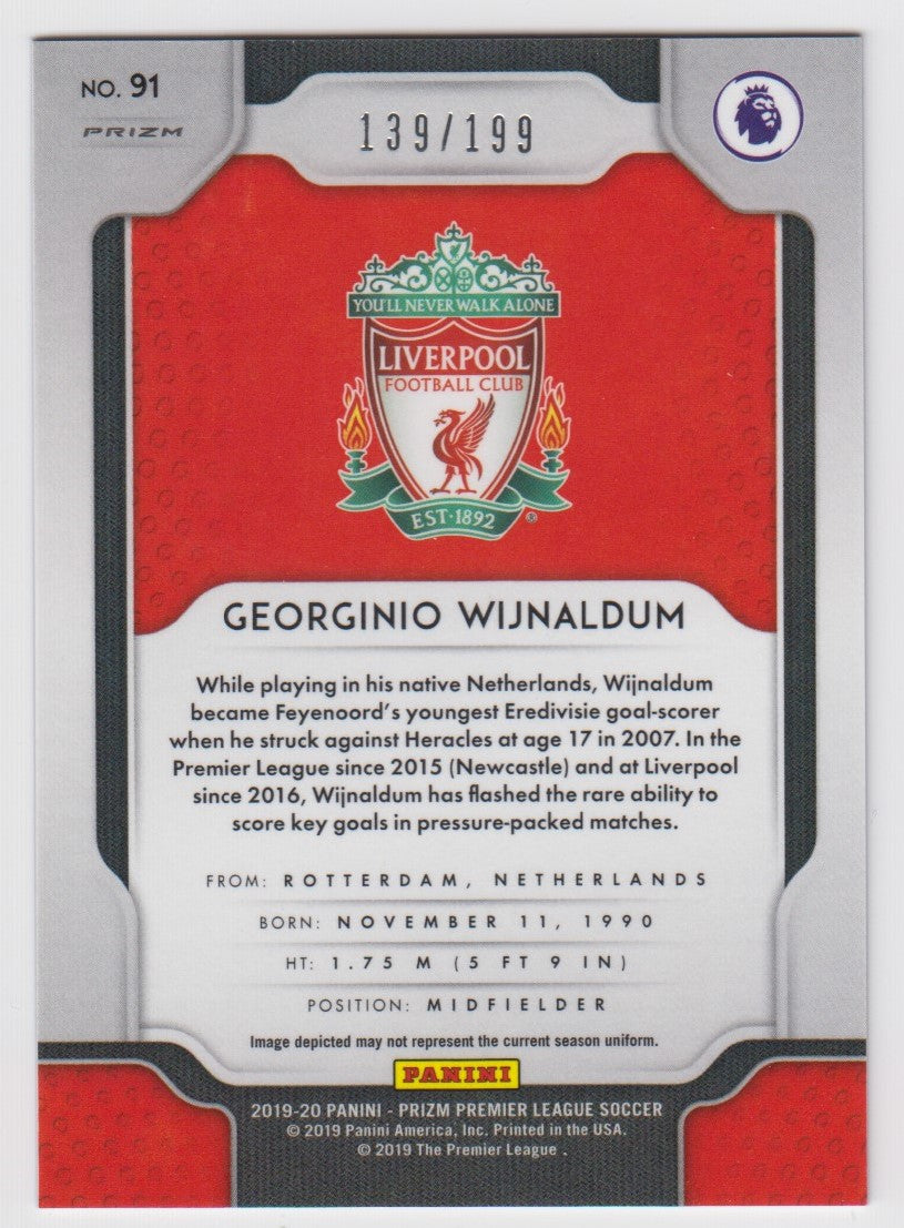 #199-BLUE. 091. GEORGINIO WIJNALDUM - LIVERPOOL - CARD 139 OF 199