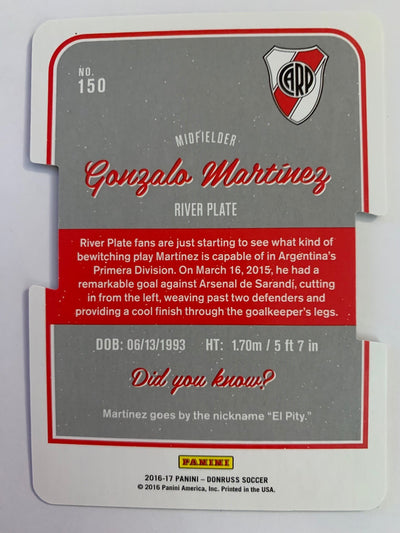 GONZALO MARTINEZ - RIVER PLATE - PANINI DONDRUSS - PRESS PROOF - DIE CUT #149