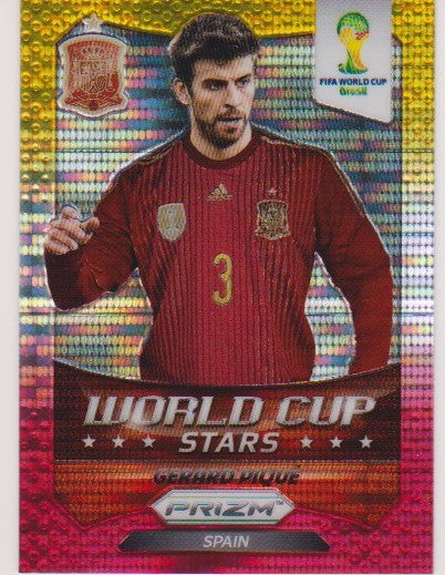 032. GERARD PIQUE - SPAIN - WORLD CUP STARS - YELLOW AND RED PRIZM