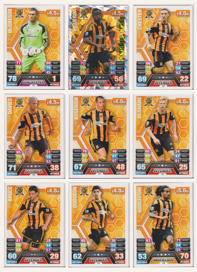 000. HULL CITY - KOMPLETT SETT MED TOPPS MATCH ATTAX PREMIER LEAGUE 2013/14