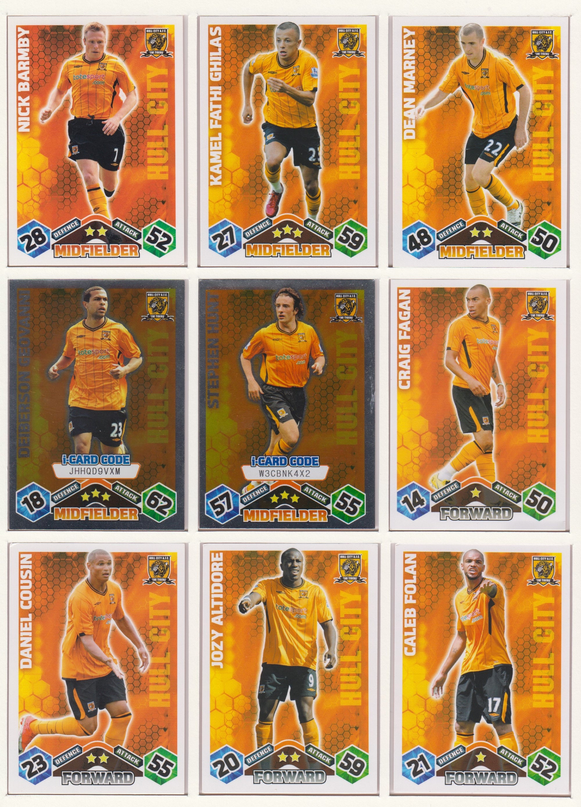 000. HULL CITY - KOMPLETT SETT MED TOPPS MATCH ATTAX PREMIER LEAGUE 2009/10