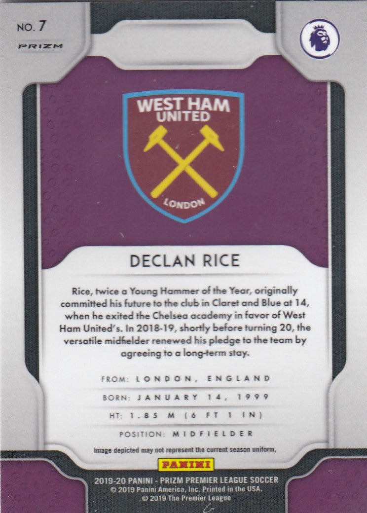 007. DECLAN RICE - WEST HAM UNITED - SILVER PRIZM