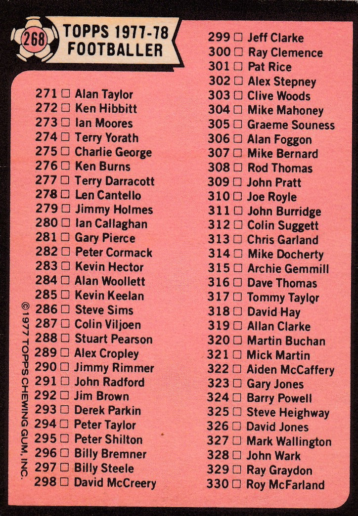 268. CHECKLIST 221-330 - UKRYSSET