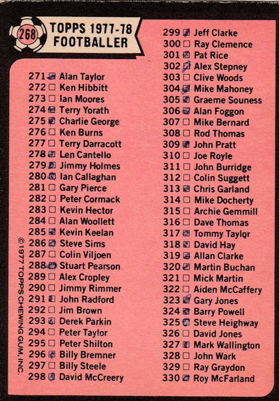 268. CHECKLIST 221-330 - KRYSSET