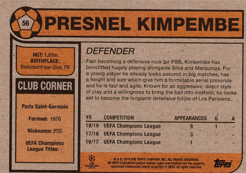 056. PRESNEL LIMPEMBE - PARIS SAINT-GERMAIN - PR.323