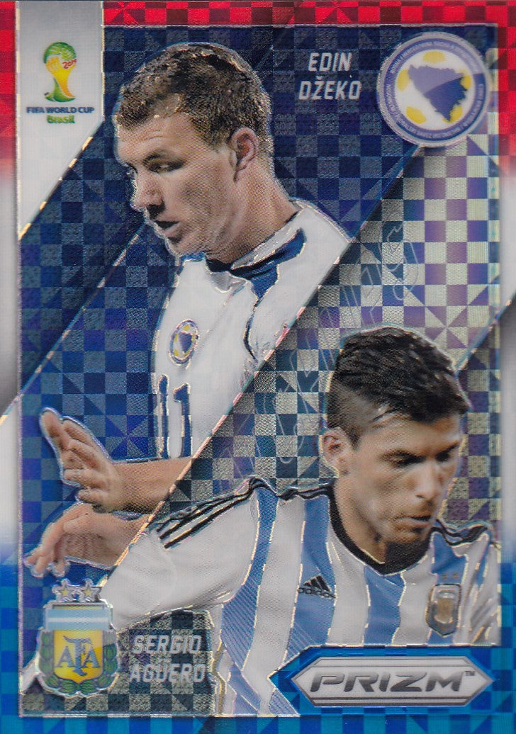 012. EDIN DZEKO & SERGIO AGUERO - MATCHUPS - RED, BLUE AND WHITE PRIZM
