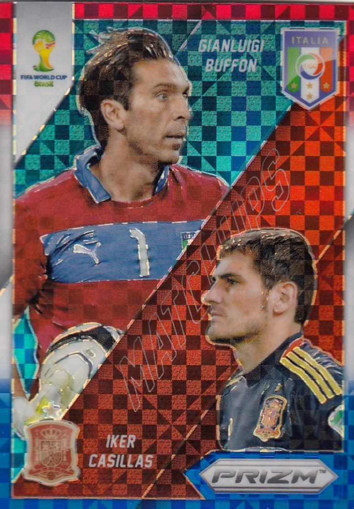 023. GIANLUIGI BUFFON & IKER CASILLAS - MATCHUPS - RED, BLUE AND WHITE PRIZM