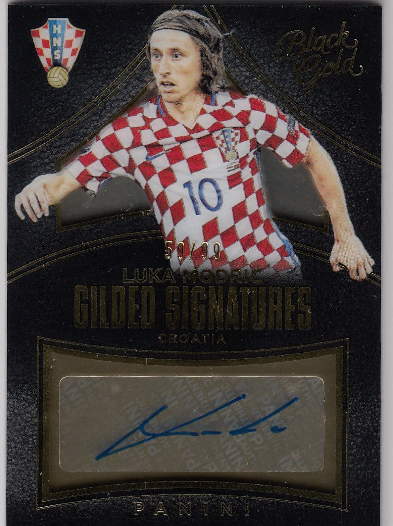 GS-LMO. LUKA MODRIC - CROATIA - BLACK GOLD GILDED SIGNATURES - #/99