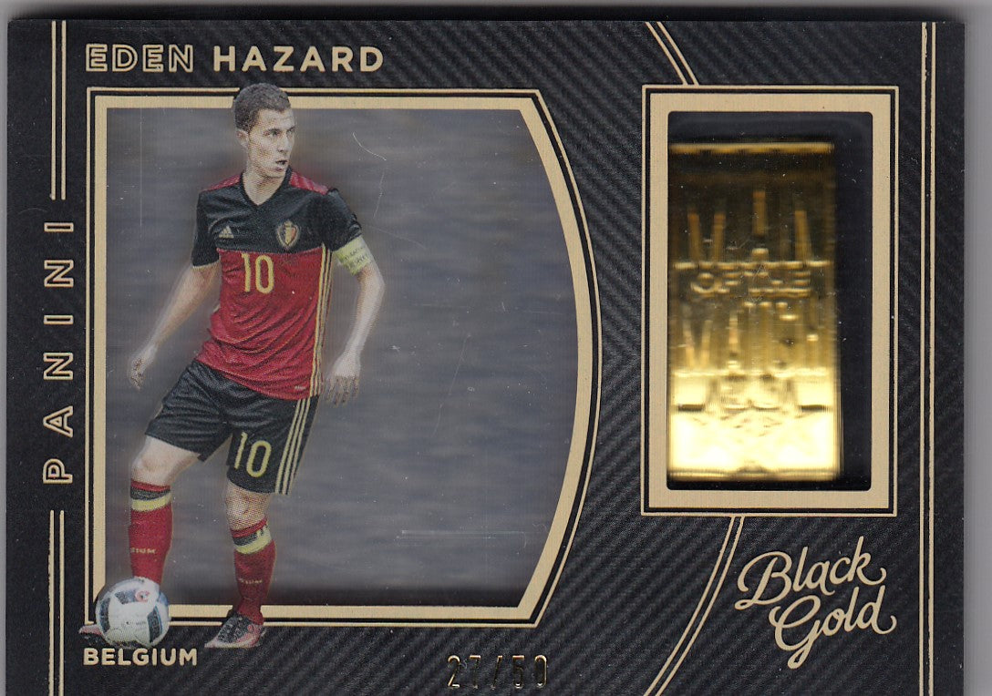 MM-EH. EDEN HAZARD - BELGIUM - BLACK GOLD MAN OF THE MATCH MEDALLION HOLO GOLD - #/35
