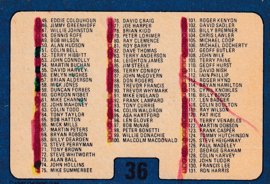 036. CHECKLIST SERIES 1 - KRYSSET