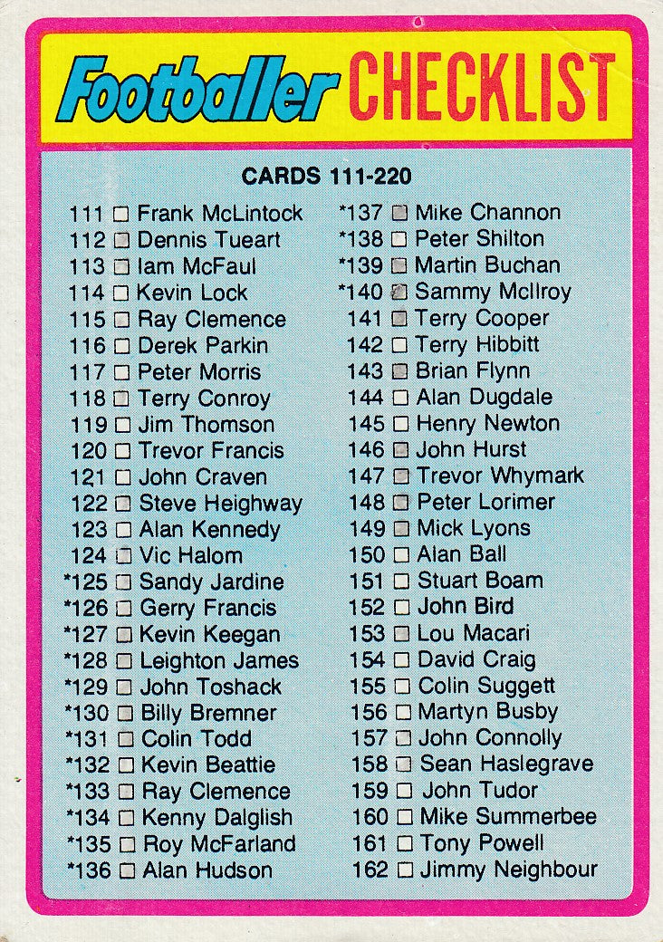 172. CHECKLIST - 111-220 - KRYSSET