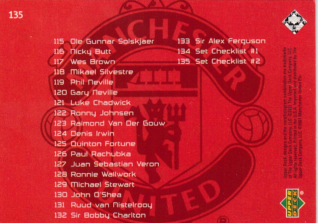 135. MANCHESTER UNITED - CHECKLIST - 079-135
