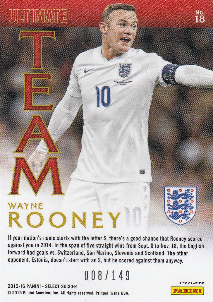 018. WAYNE ROONEY - ENGLAND - SELECT ORANGE PRIZM - ULTIMATE TEAM - #149
