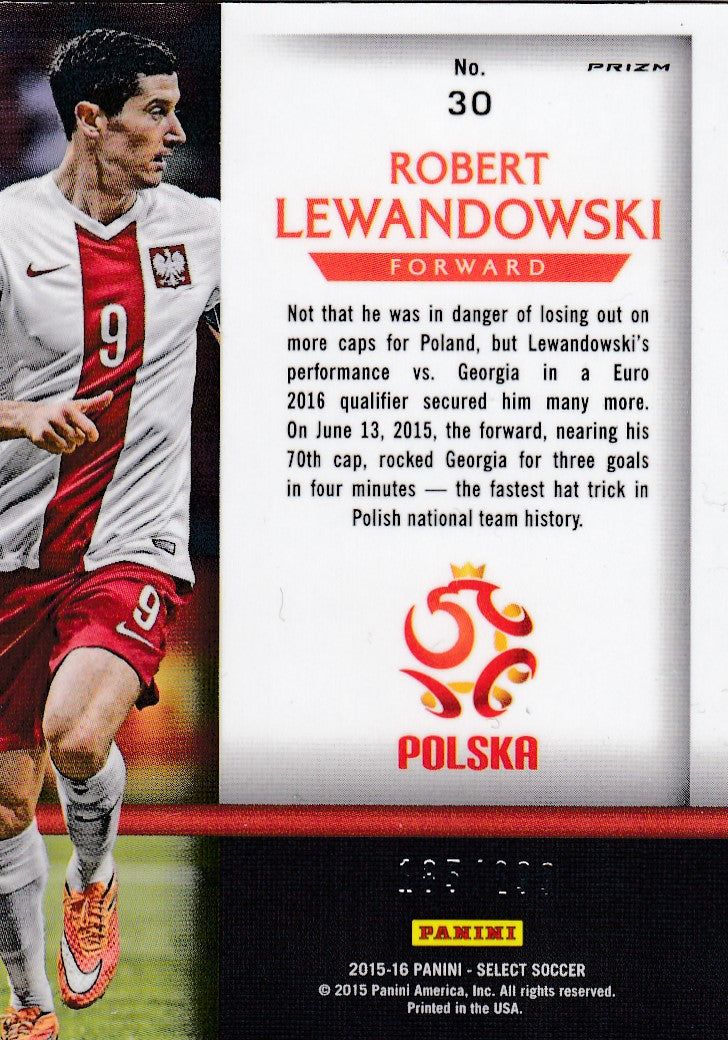 030. ROBERT LEWANDOWSKI - POLAND - INSERT - NATIONAL PRIDE - BLUE PRIZM - #299