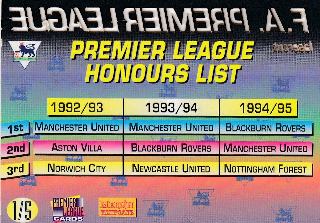 LC-1/5. F.A. PREMIER LEAGUE - INSERT - LASERCUT