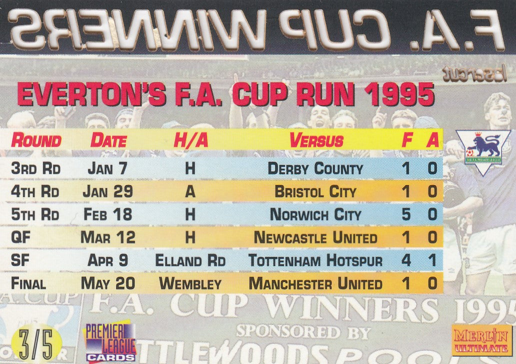 LC-3/5. F.A. CUP WINNERS - INSERT - LASERCUT