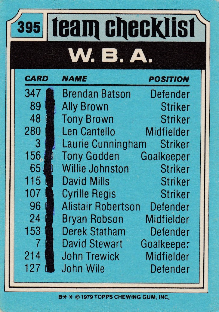 395. W.B.A. - CHECKLIST - KRYSSET