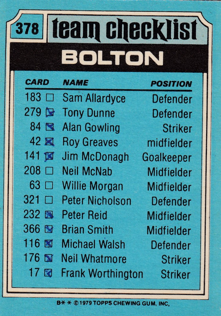 378. Bolton - Checklist - KRYSSET