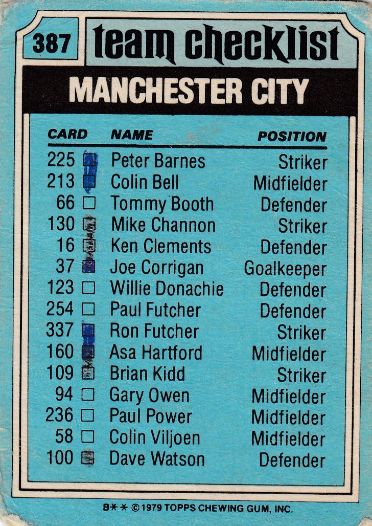 387. Manchester City - Checklist - KRYSSET