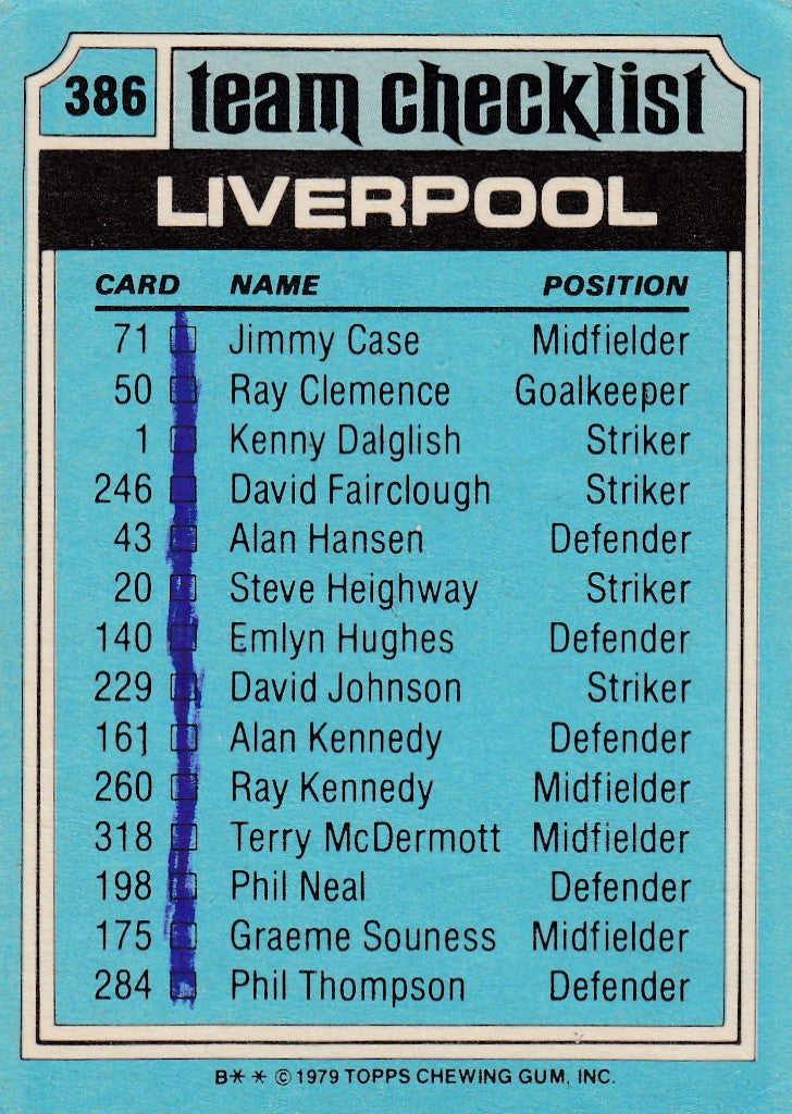 386. Liverpool - Checklist - KRYSSET