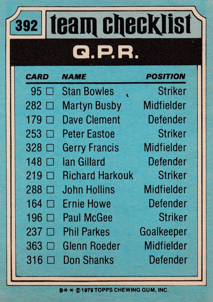 392. Q.P.R - CHECKLIST - UKRYSSET