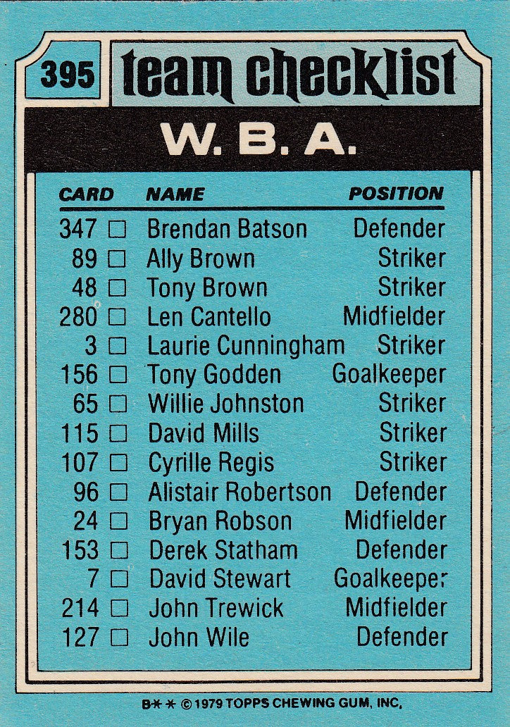 395. W.B.A - CHECKLIST - UKRYSSET