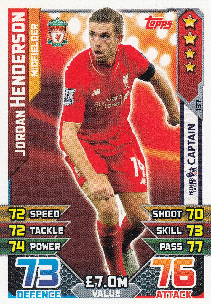 137. JORDAN HENDERSON - LIVERPOOL - MIDFIELDER - CAPTAIN