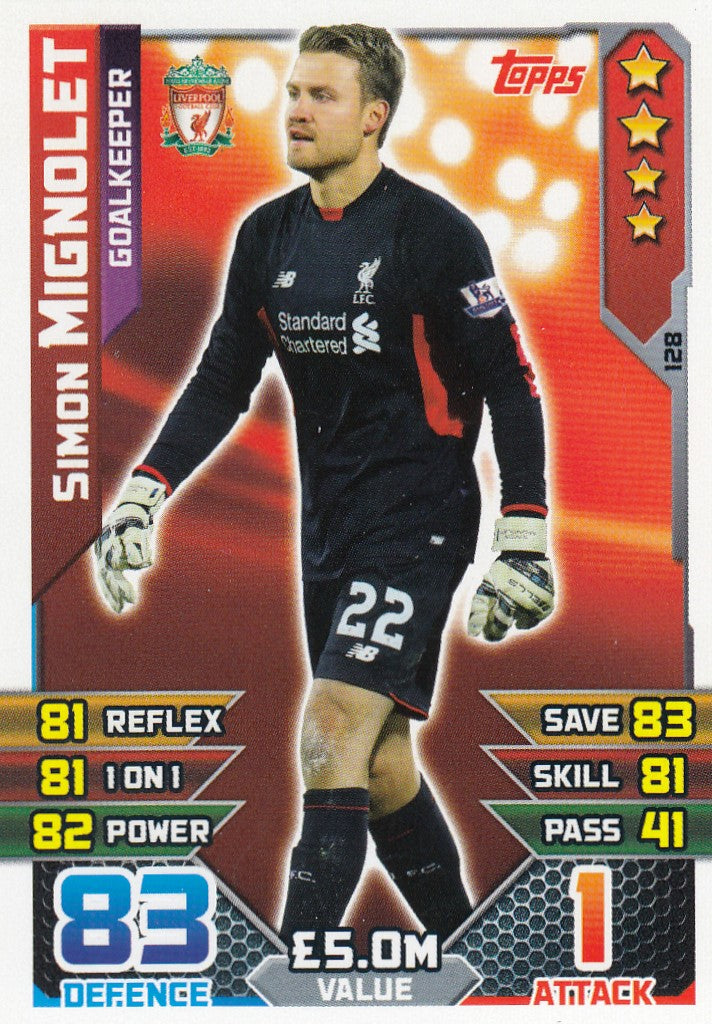 128. SIMON MIGNOLET - LIVERPOOL - GOALKEEPER