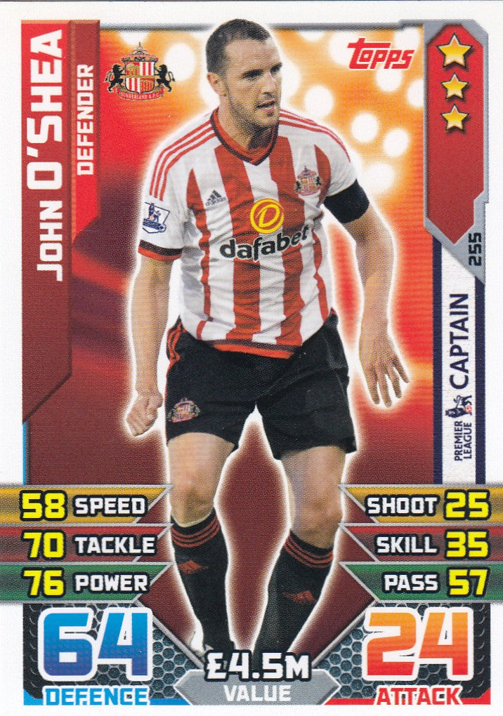 255. JOHN O`SHEA - SUNDERLAND - DEFENDER - CAPTAIN