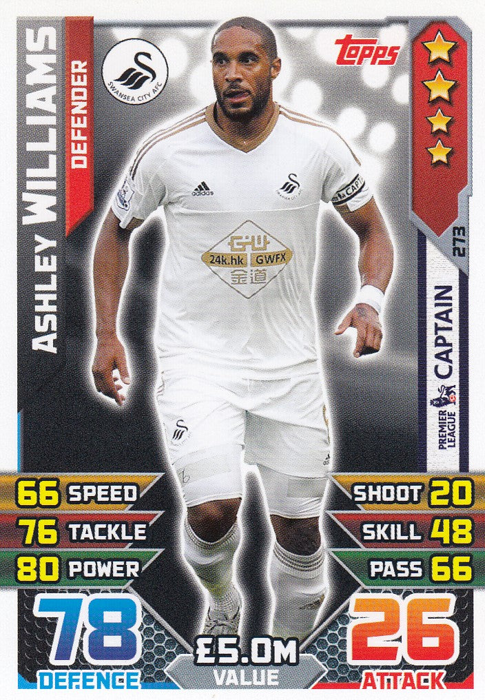 273. ASHLEY WILLIAMS - SWANSEA - DEFENDER - CAPTAIN