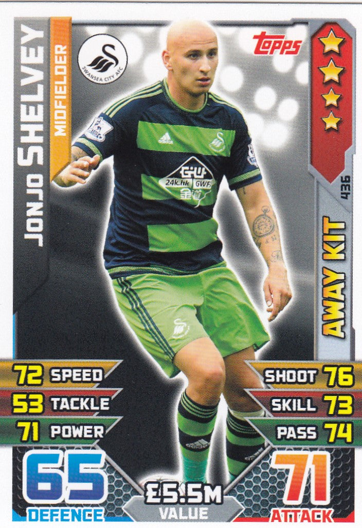 436. JONJO SHELVEY - SWANSEA - MIDFIELDER - AWAY KIT