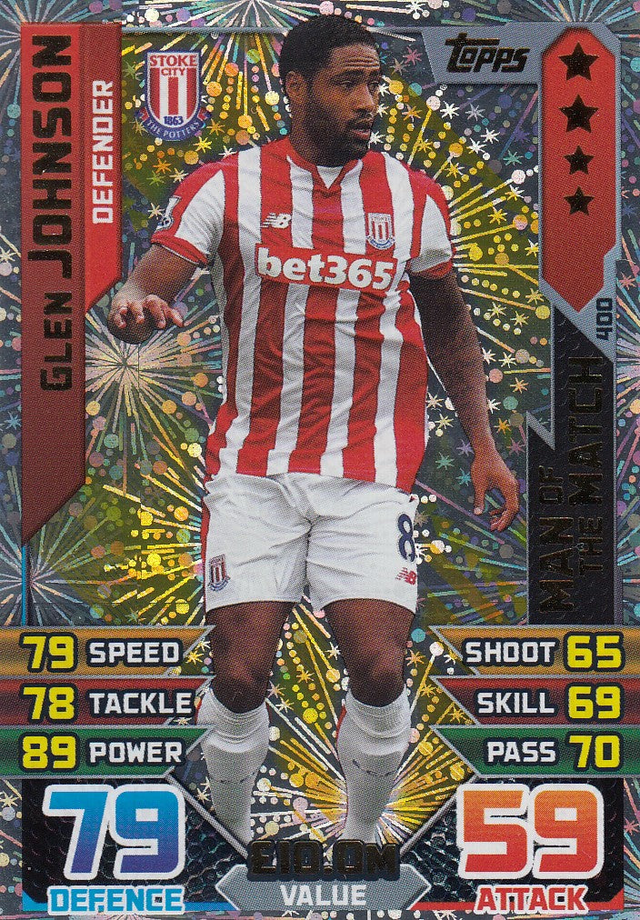 400. GLEN JOHNSON - STOKE - DEFENDER - MAN OF THE MATCH