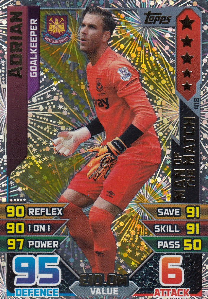 418. ADRIAN - WEST HAM - GOALKEEPER - MAN OF THE MATCH