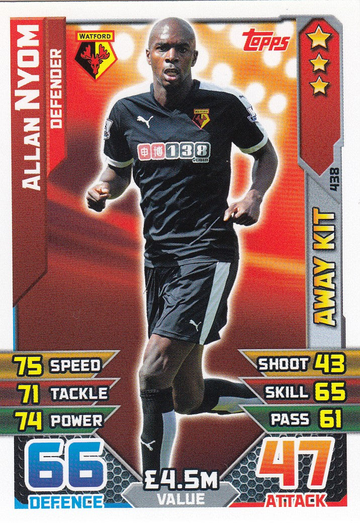 438. ALLAN NYOM - WATFORD - DEFENDER - AWAY KIT