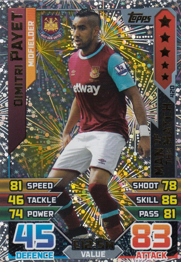 420. DIMITRI PAYET - WEST HAM - MIDFIELDER - MAN OF THE MATCH