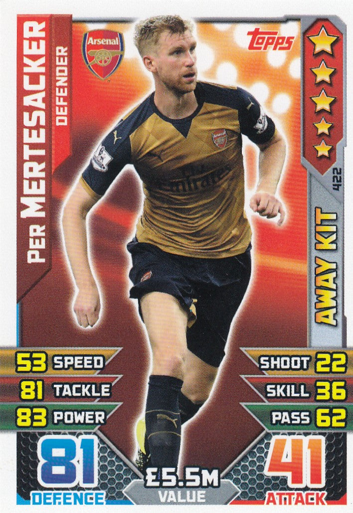 422. PER MERTESACKER - ARSENAL - DEFENDER - AWAY KIT