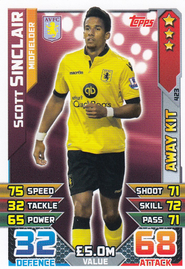 423. SCOTT SINCLAIR - ASTON VILLA - MIDFIELDER - AWAY KIT