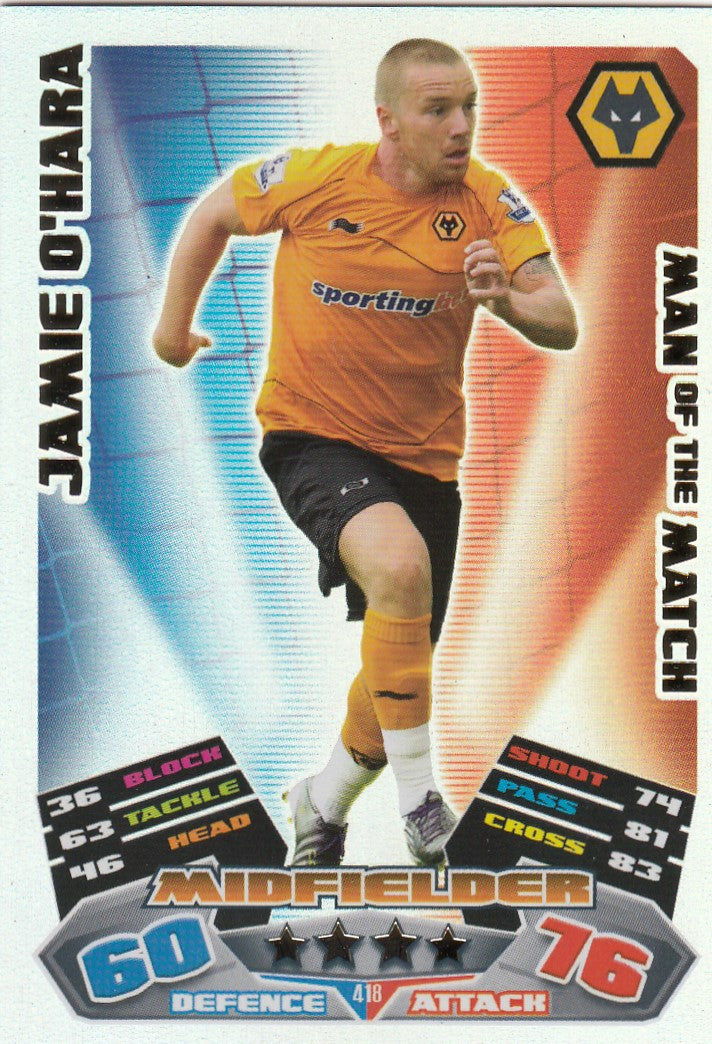 418. JAMIE O`HARA - WOLVERHAMPTON WANDERERS - MAN OF THE MATCH