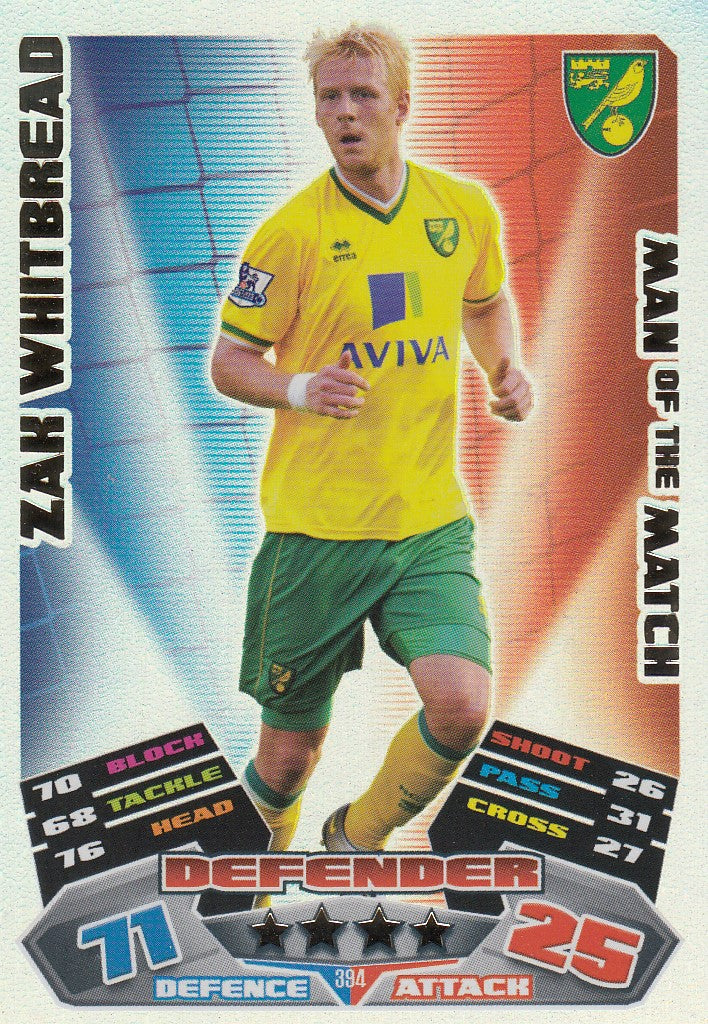 394. ZAK WHITBREAD - NORWICH CITY - MAN OF THE MATCH