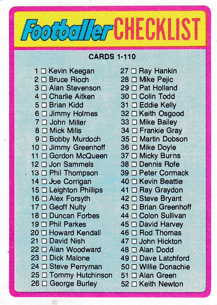 093. CHECKLIST - 001-110 - UKRYSSET