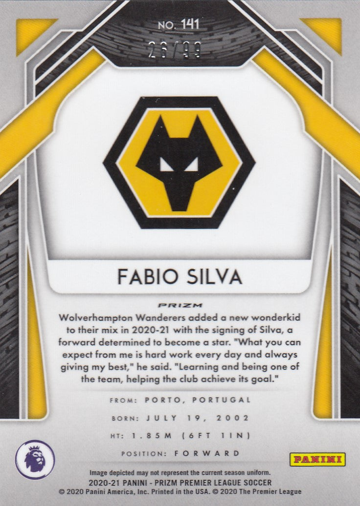 #099. BREAKAWAY VIOLET PRIZM - 141. FABIO SILVA - WOLVERHAMPTON - CARD 26 OF 99