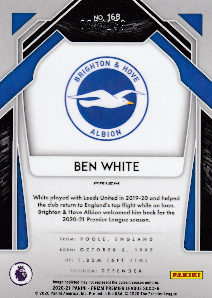 #159. RED MOSAIC PRIZM - 169. BEN WHITE - BRIGHTON & HOVE ALBION - ROOKIE - CARD 3 OF 159