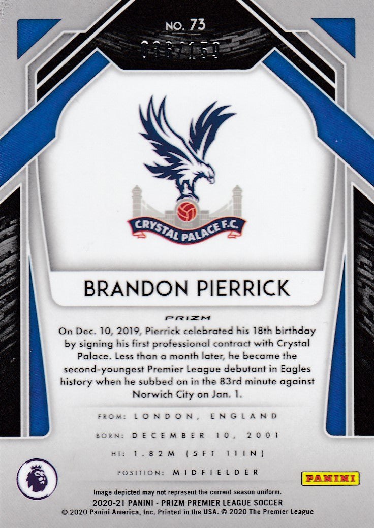 #159. RED MOSAIC PRIZM - 073. BRANDON PIERRICK - CRYSTAL PALACE - ROOKIE - CARD 36 OF 159